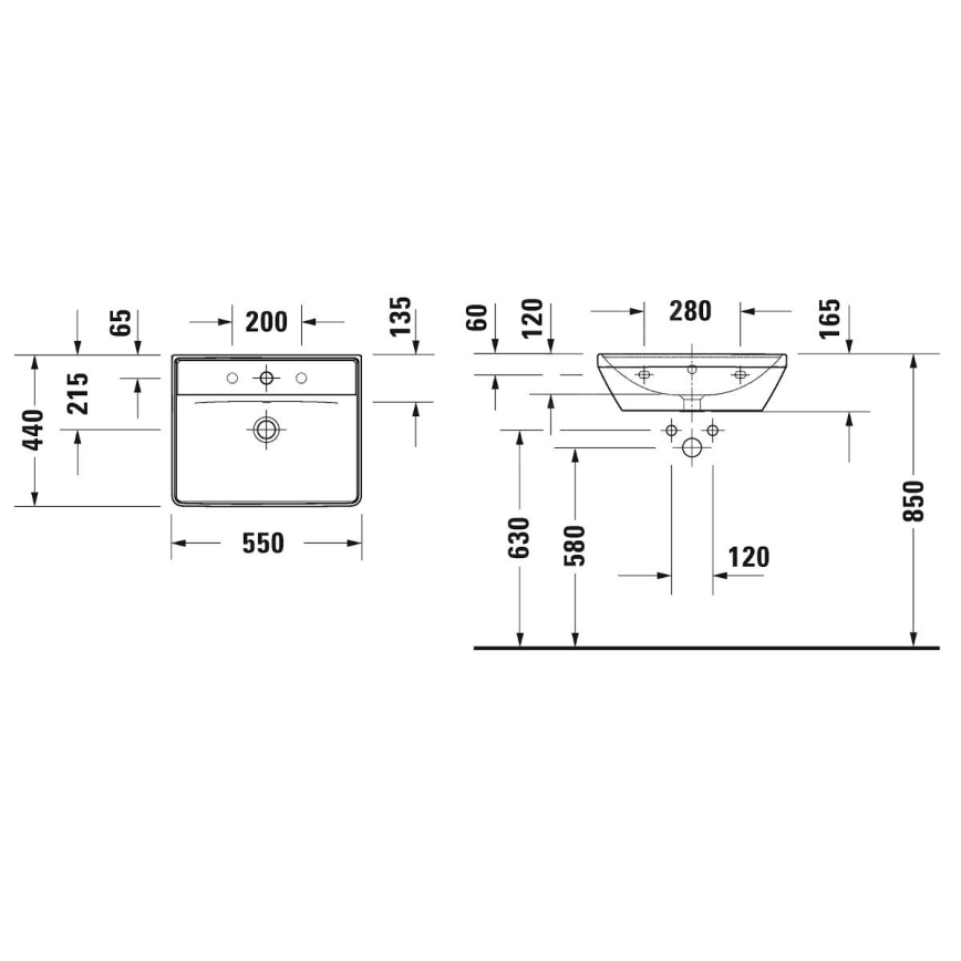 Duravit 2366550060 - seinavalamu D-NEO 55x44 cm keraamika/läikiv valge