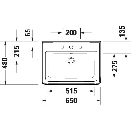 Duravit 2367650060 - Seinale kinnitatav valamu D-NEO 65x48 cm keraamika/läikiv valge