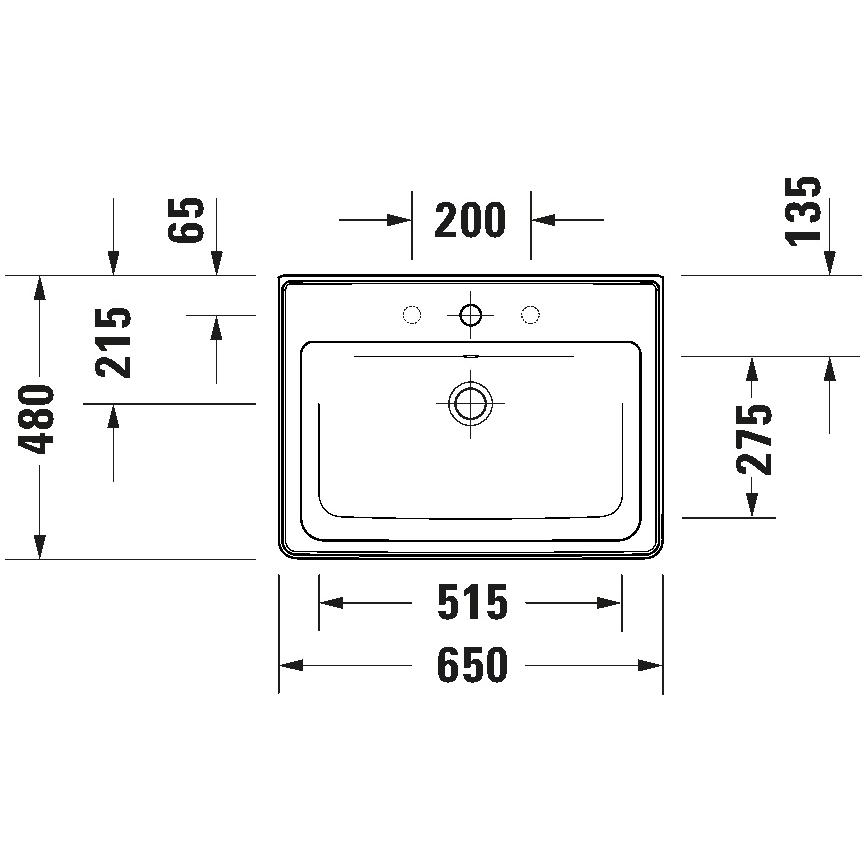 Duravit 2367650060 - Seinale kinnitatav valamu D-NEO 65x48 cm keraamika/läikiv valge