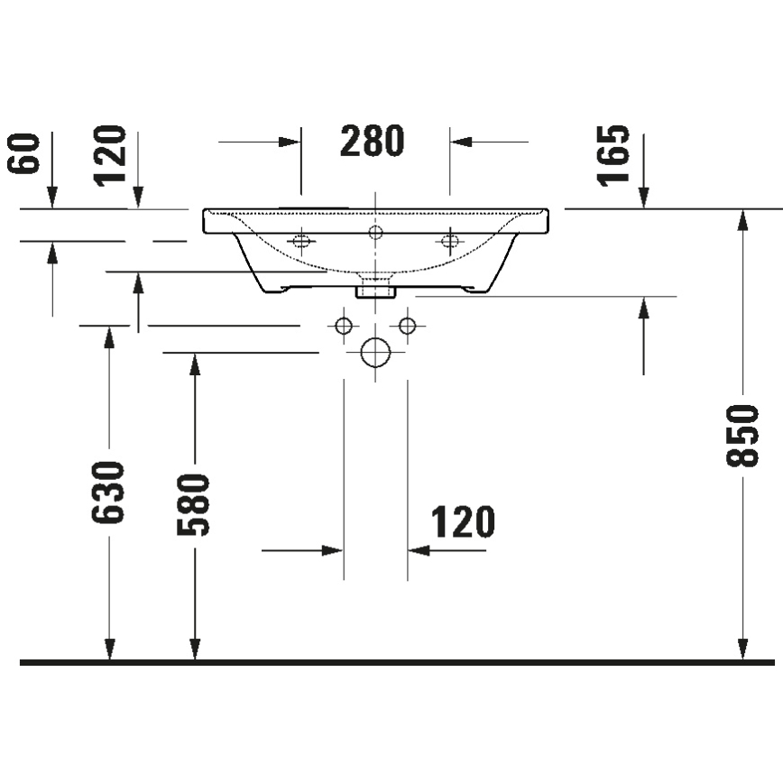 Duravit 2367650060 - Seinale kinnitatav valamu D-NEO 65x48 cm keraamika/läikiv valge