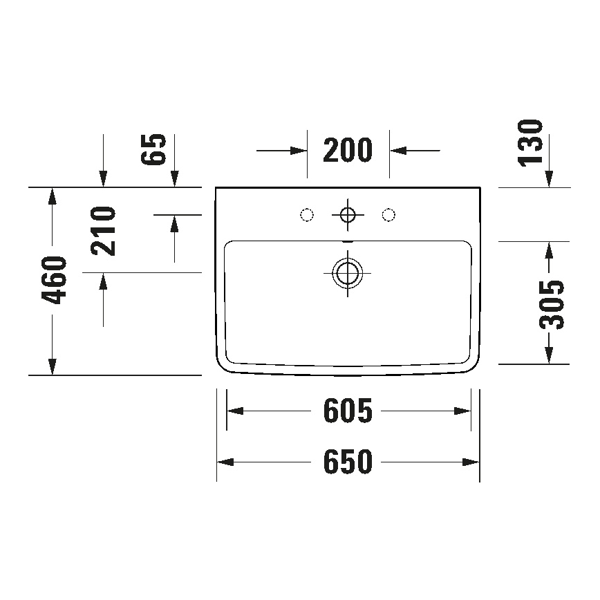 Duravit 23756500002 - Seinale kinnitatav valamu D-NEO 65x46 cm keraamika/läikiv valge