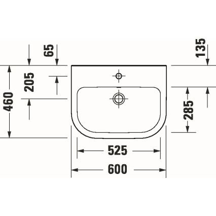 Duravit 23986000002 - Seinale kinnitatav valam D-CODE 60x46 cm keraamika/läikiv valge