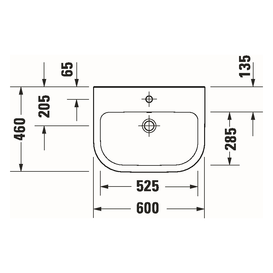 Duravit 23986000002 - Seinale kinnitatav valam D-CODE 60x46 cm keraamika/läikiv valge