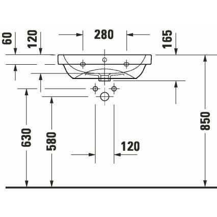 Duravit 23986000002 - Seinale kinnitatav valam D-CODE 60x46 cm keraamika/läikiv valge