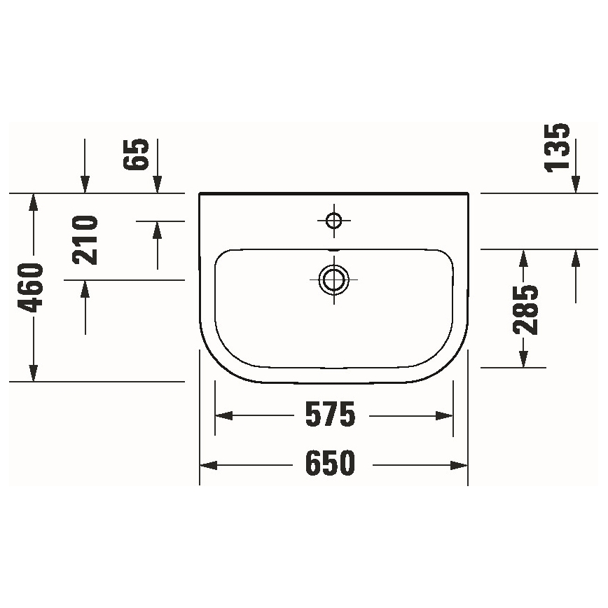 Duravit 23986500002 - Seinale paigaldatav valamu D-CODE 65x46 cm keraamika/läikiv valge