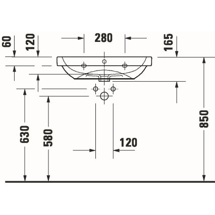 Duravit 23986500002 - Seinale paigaldatav valamu D-CODE 65x46 cm keraamika/läikiv valge