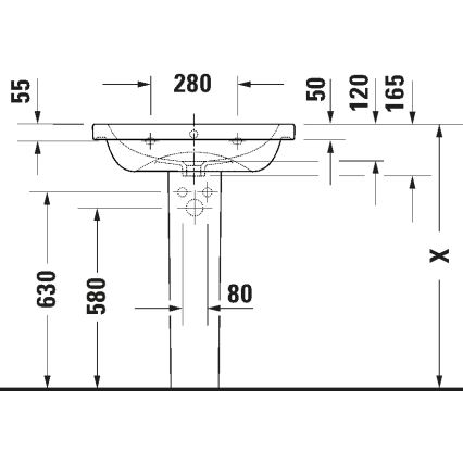 Duravit 23996500002 - Seinapealne valamu D-CODE 65x48 cm keraamiline/läikiv valge