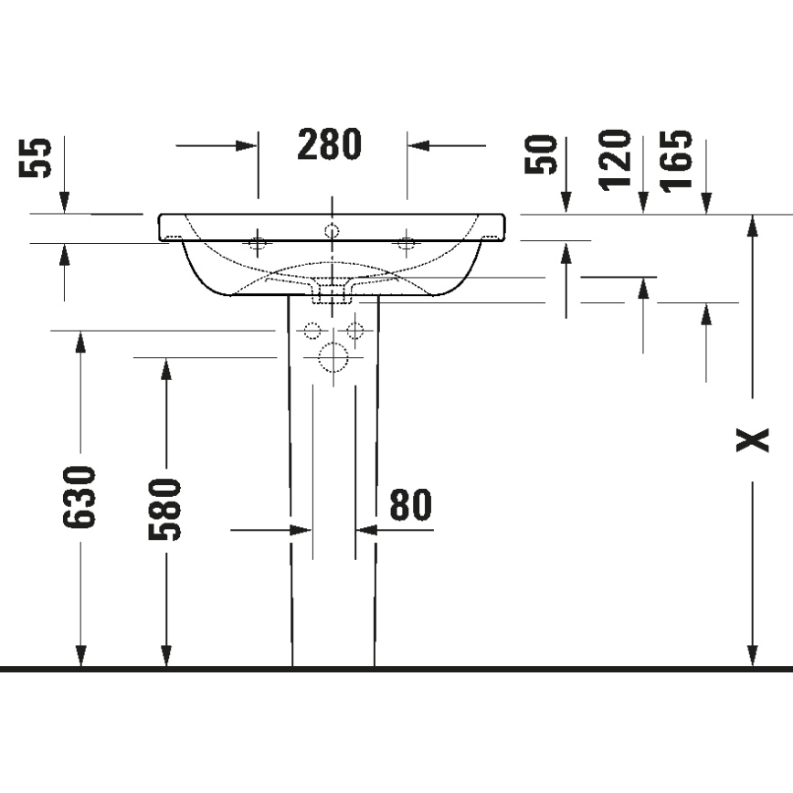 Duravit 23996500002 - Seinapealne valamu D-CODE 65x48 cm keraamiline/läikiv valge