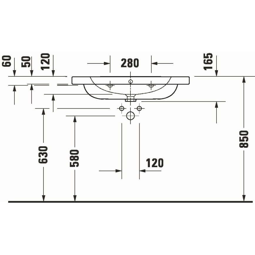 Duravit 23998000002 - Seinale paigaldatav valam D-CODE 80x48 cm keraamika/läikiv valge