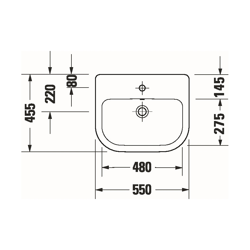 Duravit 24035500002 - Süvistatav valamu D-CODE 55x45,5 cm keraamiline/läikiv valge
