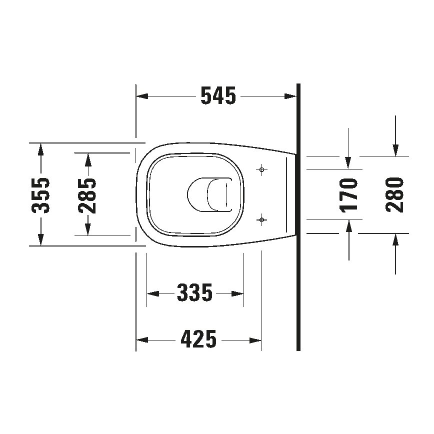 Duravit 25350900002 - Seinale kinnitatav WC D-CODE keraamiline / läikiv valge