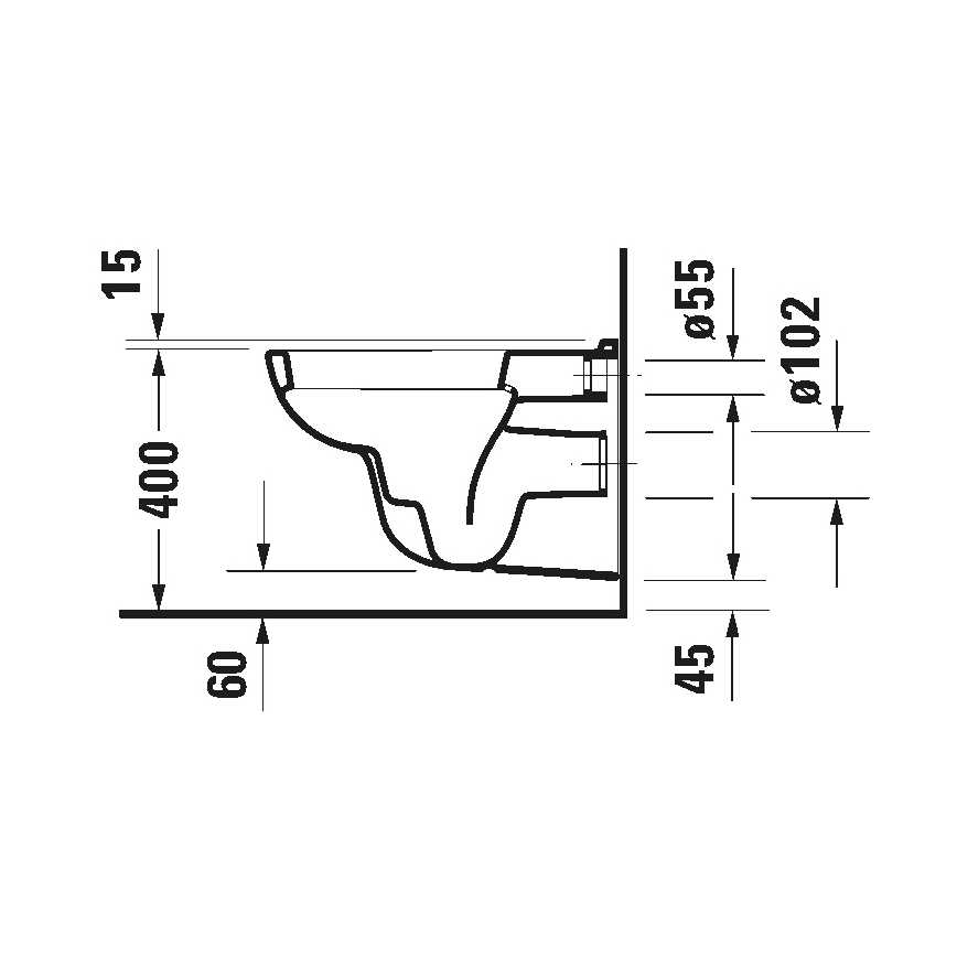 Duravit 25350900002 - Seinale paigaldatav WC D-CODE, keraamika, läikiv valge