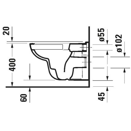 Duravit 25700920002 - Seinakinnitusega Rimless WC D-CODE keraamika/läikiv valge