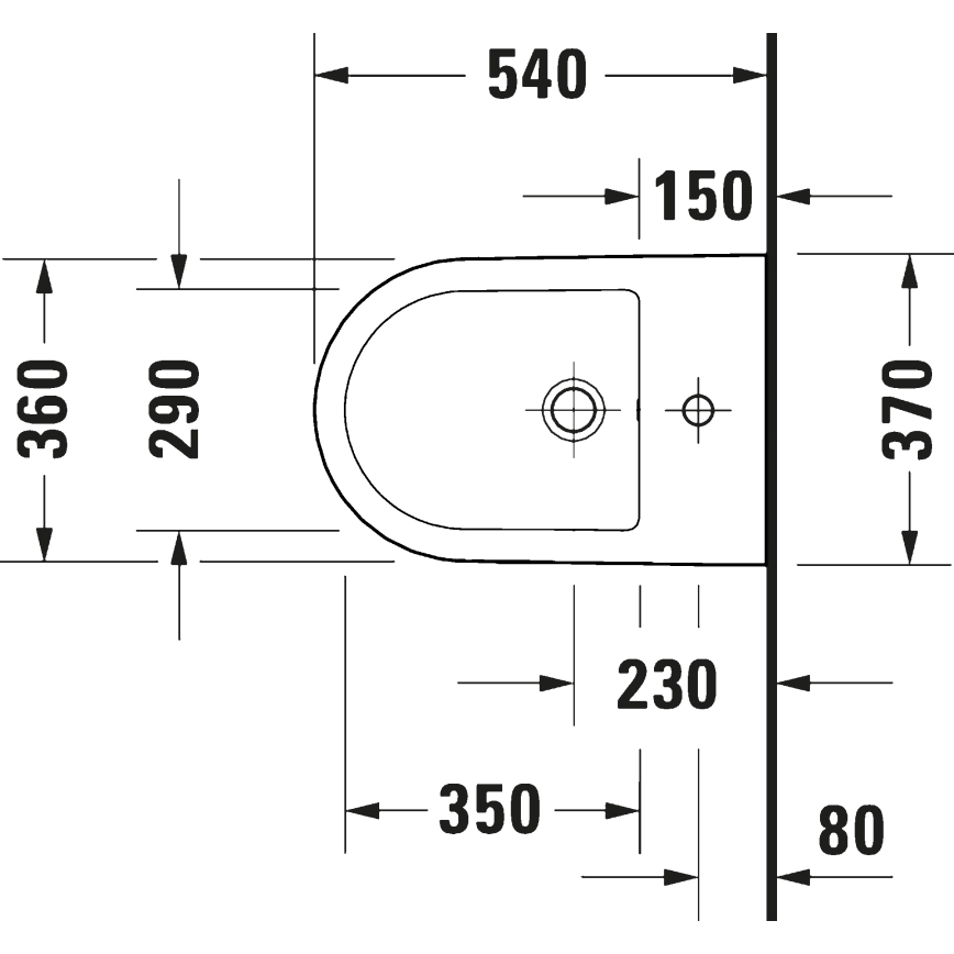 Duravit 27271500002 - Seinale kinnitatav bidee D-CODE, keraamika / läikiv valge