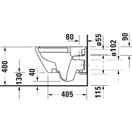 Duravit 29030900212 - Seinale kinnitatav servavaba WC-pott D-CODE, keraamiline/läikiv valge