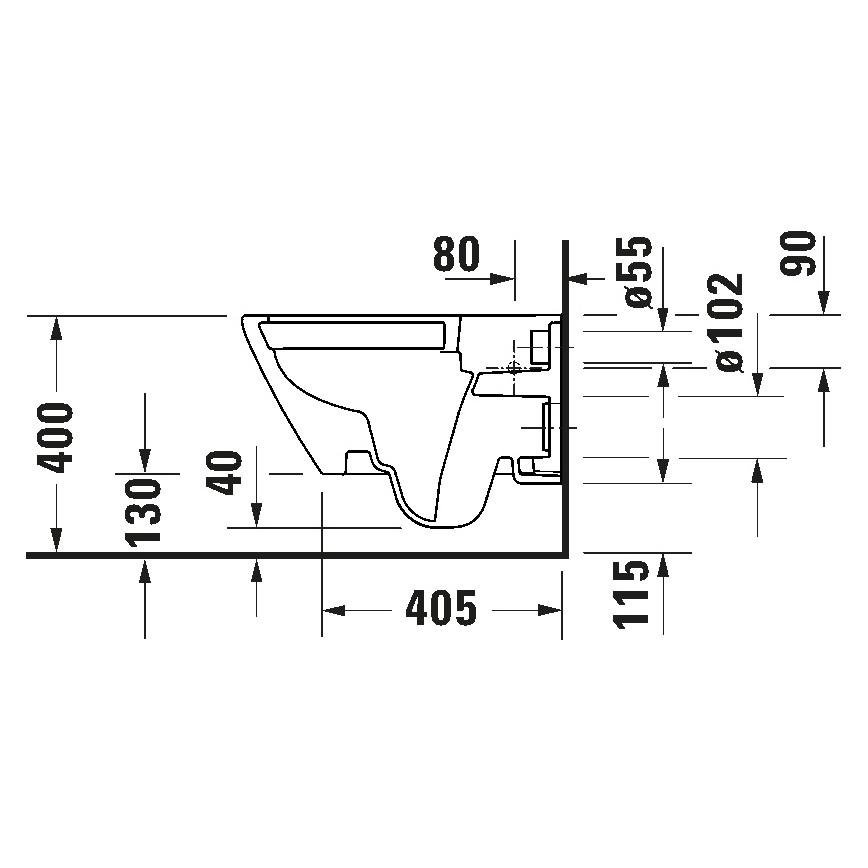 Duravit 29030900212 - Seinale kinnitatav servavaba WC-pott D-CODE, keraamiline/läikiv valge