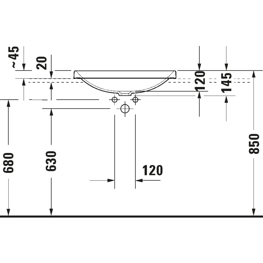Duravit 358600079 - Süvistatav valamu D-NEO 60x44 cm keraamika/läikiv valge