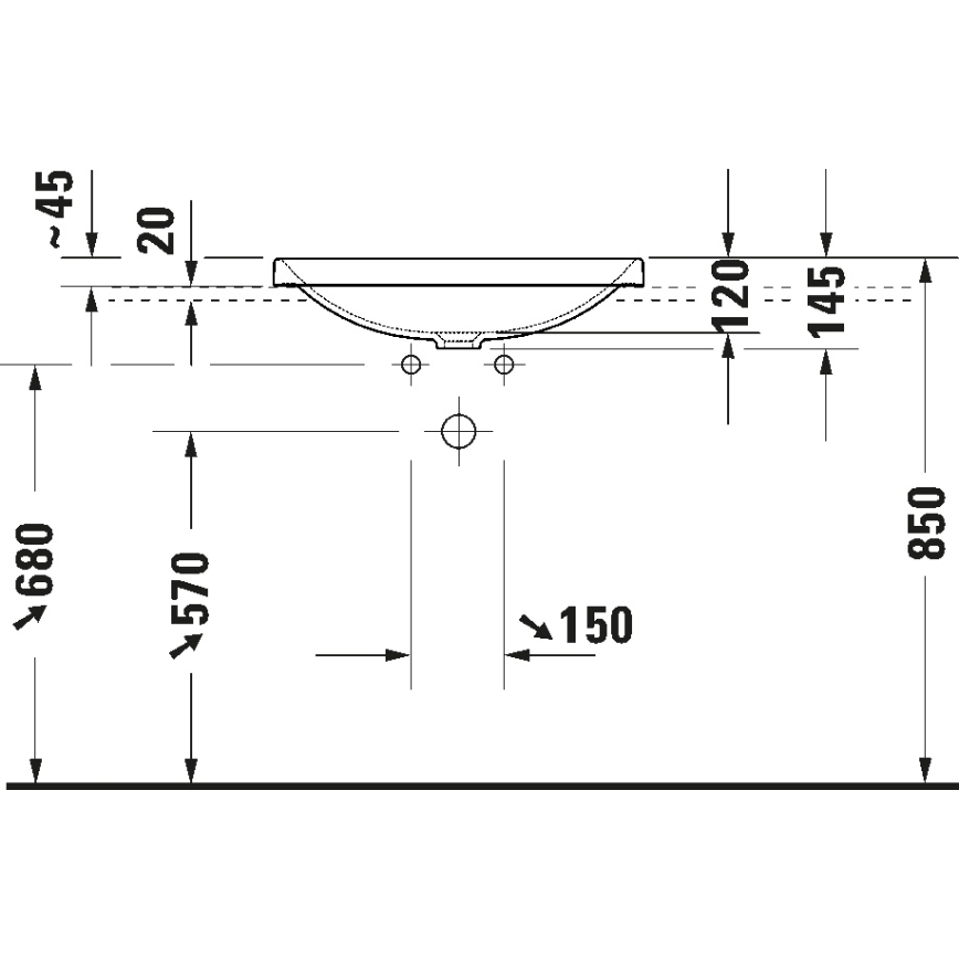Duravit 358600079 - Süvistatav valamu D-NEO 60x44 cm keraamika/läikiv valge