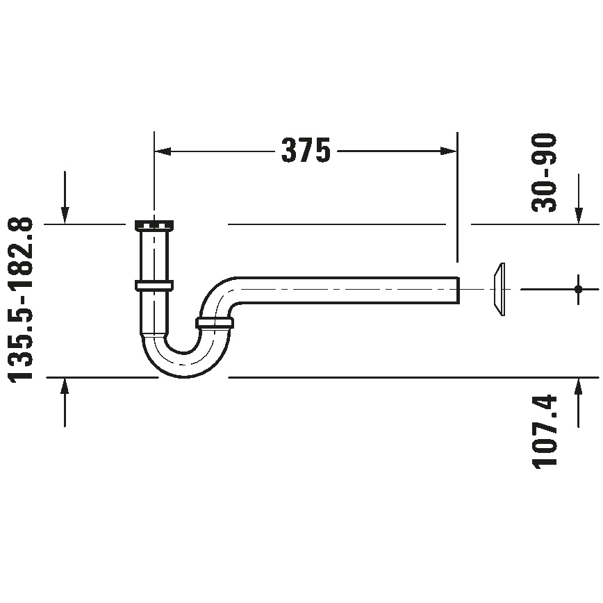 Duravit 50260000 - Valamu sifoon UNIVERSAL läikiv kroom