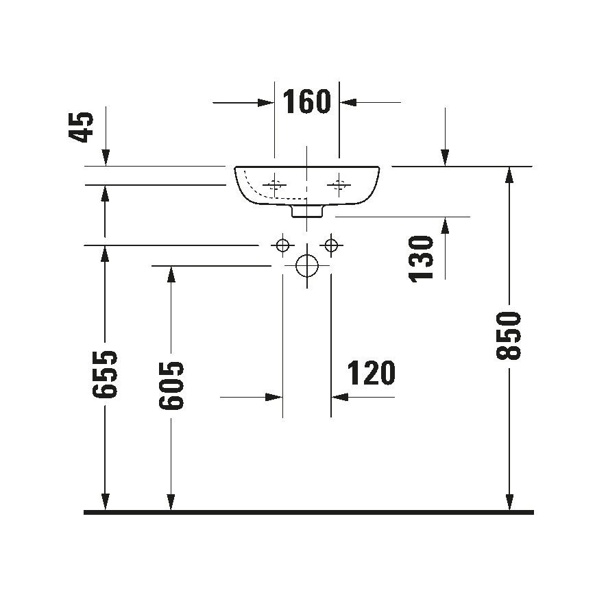 Duravit 7053600082 - Seinavalamu D-CODE 36x27 cm keraamika/läikiv valge