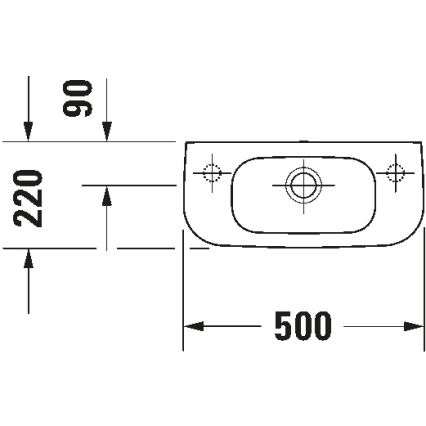Duravit 7065000092 - Seinale paigaldatav valamu D-CODE 50x22 cm keraamika/läikiv valge