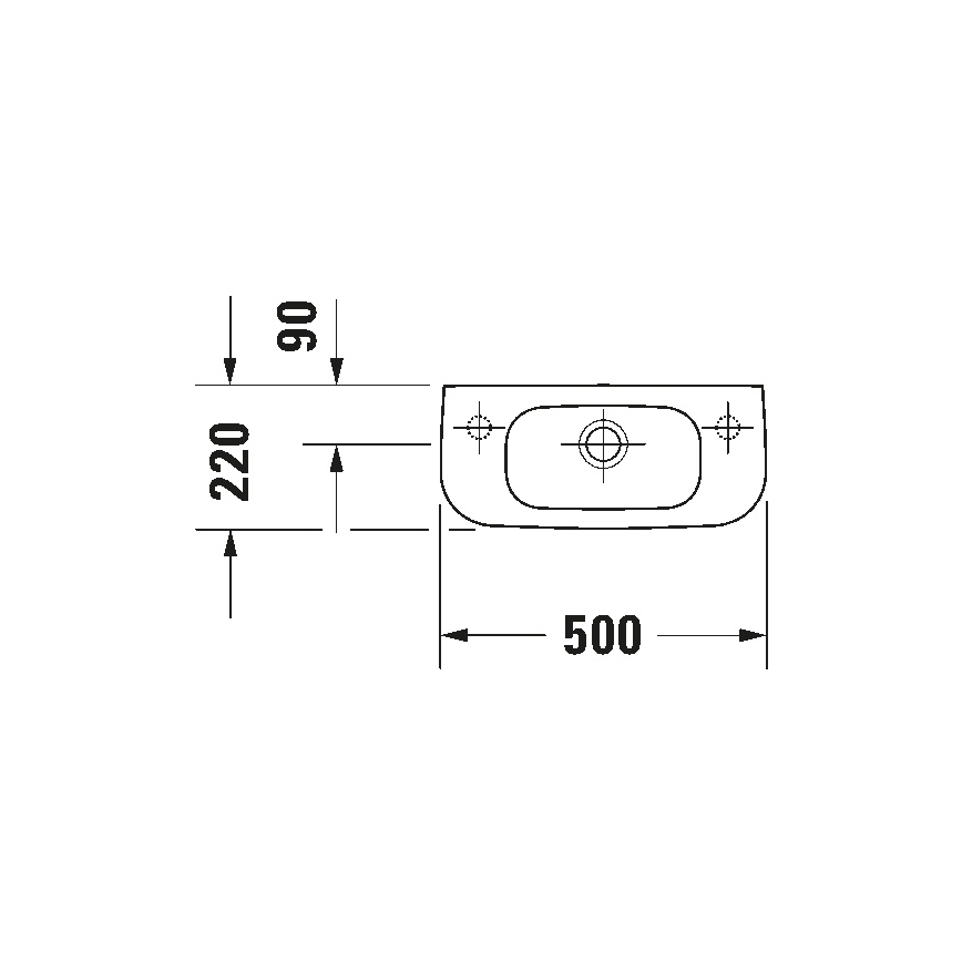 Duravit 7065000092 - Seinale paigaldatav valamu D-CODE 50x22 cm keraamika/läikiv valge