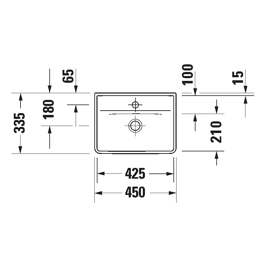 Duravit 738450041 - seinale riputatav valamu D-NEO 45x33,5 cm, keraamika / läikiv valge