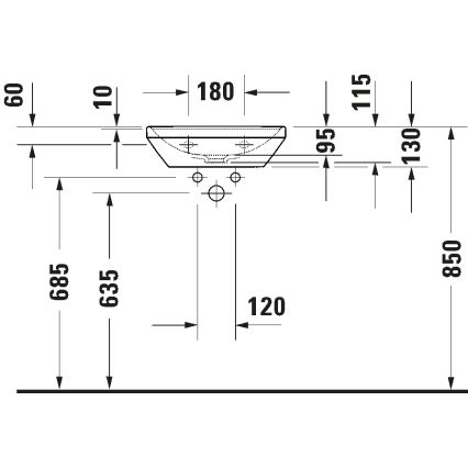 Duravit 738450041 - seinale riputatav valamu D-NEO 45x33,5 cm, keraamika / läikiv valge