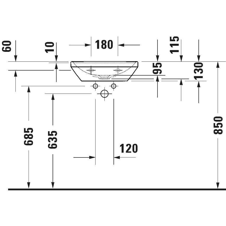 Duravit 738450041 - seinale riputatav valamu D-NEO 45x33,5 cm, keraamika / läikiv valge