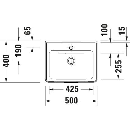 Duravit 742500060 - Seinale kinnitatav valamu D-NEO 50x40 cm keraamika/läikiv valge
