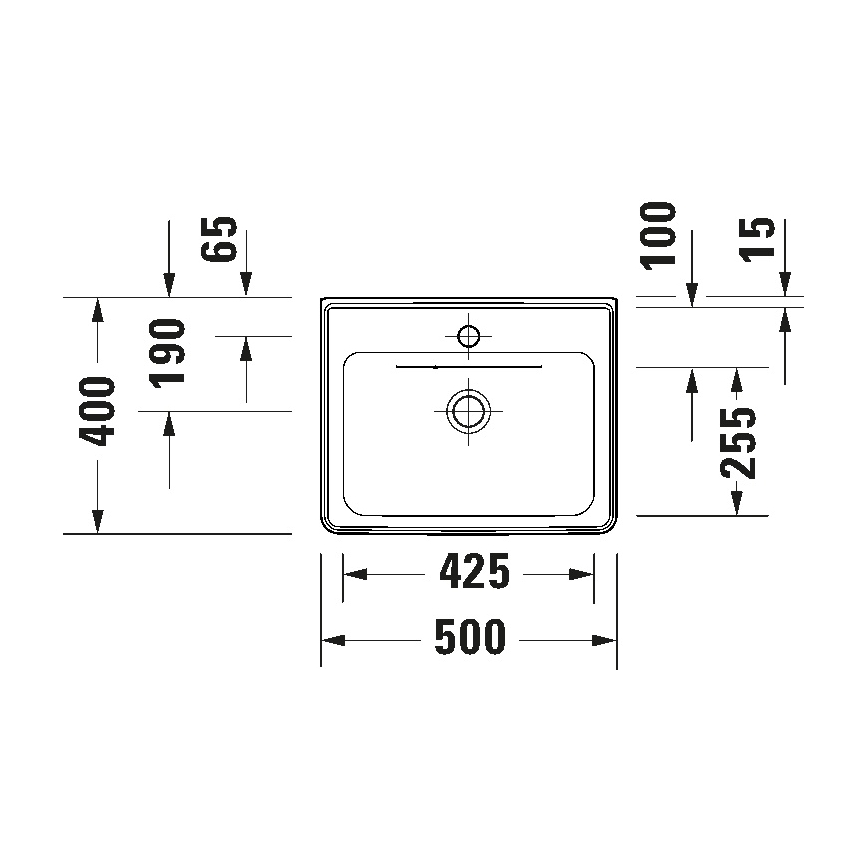 Duravit 742500060 - Seinale kinnitatav valamu D-NEO 50x40 cm keraamika/läikiv valge