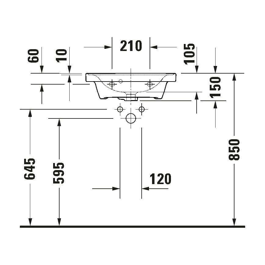Duravit 742500060 - Seinale kinnitatav valamu D-NEO 50x40 cm keraamika/läikiv valge
