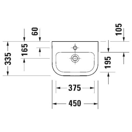 Duravit 7484500002 - Seinale kinnitatav valamu D-CODE 45x33,5 cm keraamika/läikiv valge