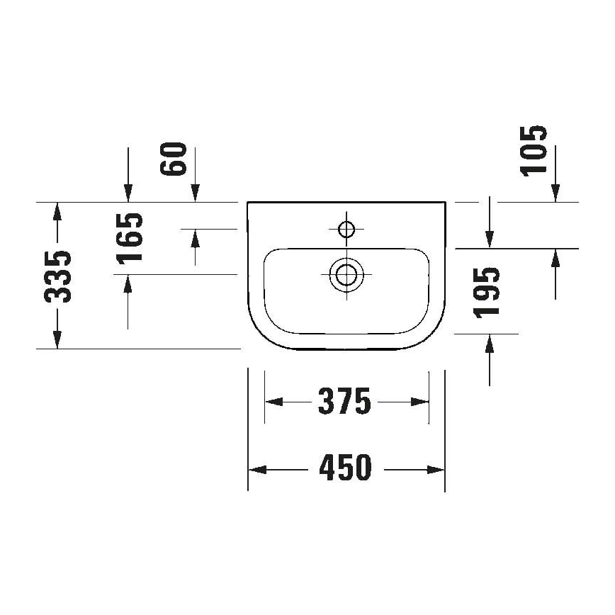 Duravit 7484500002 - Seinale kinnitatav valamu D-CODE 45x33,5 cm keraamika/läikiv valge