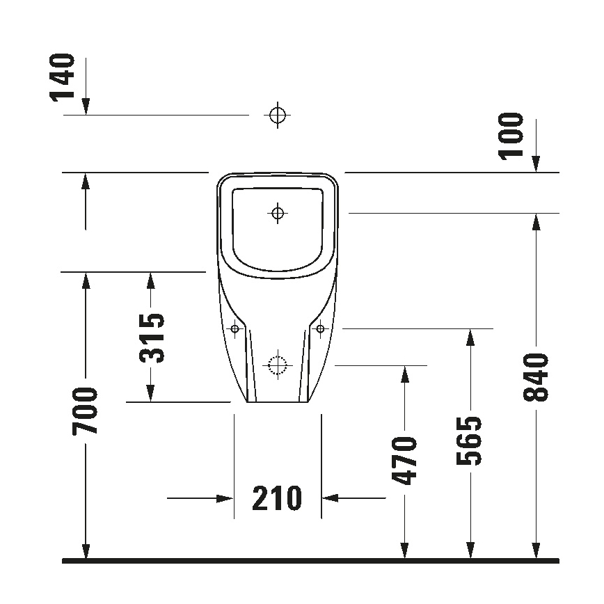 Duravit 828300000 - Pisuaar Rimless D-CODE, ülemise veesisselaskega, tagumise äravooluga, keraamika/läikiv valge