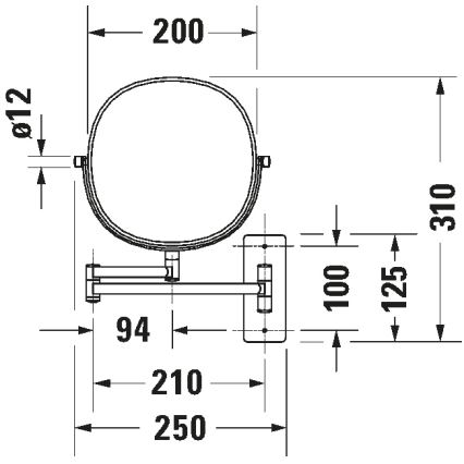 Duravit 99121000 - Seinale kinnitatav kosmeetikapeegel D-CODE, läikiv kroom