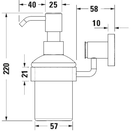 Duravit 99161000 -Seinale kinnitatav seebidosaator D-CODE 390 ml matistatud klaas/läikiv kroom