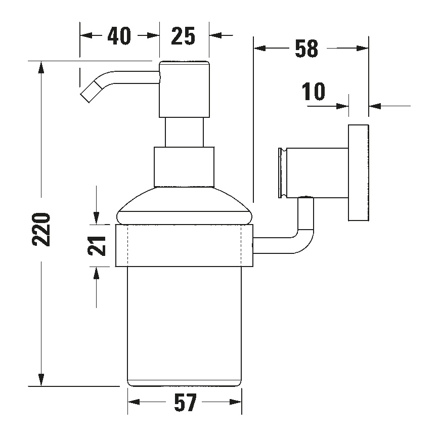 Duravit 99161000 -Seinale kinnitatav seebidosaator D-CODE 390 ml matistatud klaas/läikiv kroom