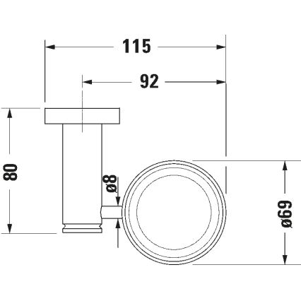 Duravit 99201000 - D-CODE seinale kinnitatav hambaharja hoidik, parempoolne, läikiv kroom