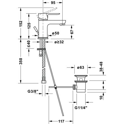 Duravit DC1013001046 - Valamusegisti + äravoolukomplekt D-CODE matt must