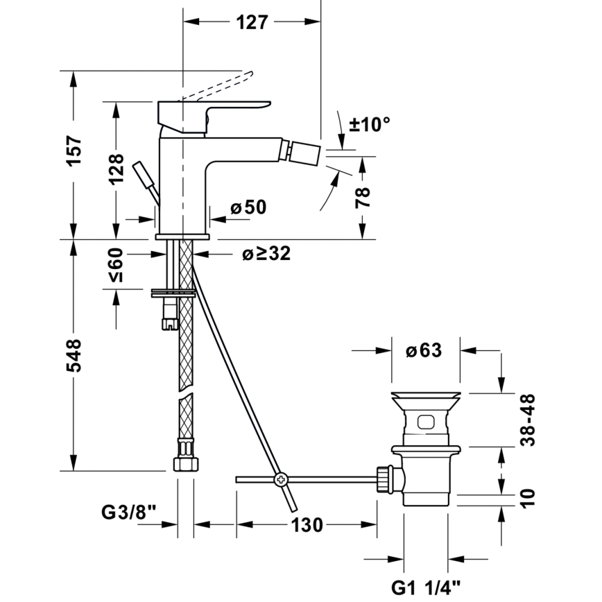 Duravit DC2400011010 - D-CODE bidetisegisti, läikiv kroom