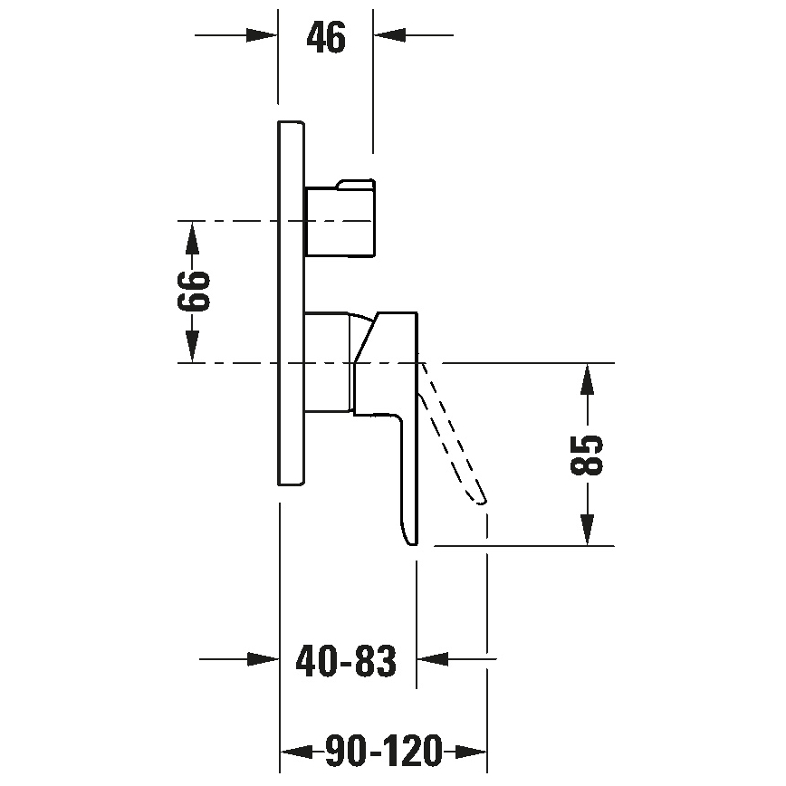 Duravit DC4210012046 - D-CODE dušisegisti peidetud paigalduseks, mati must