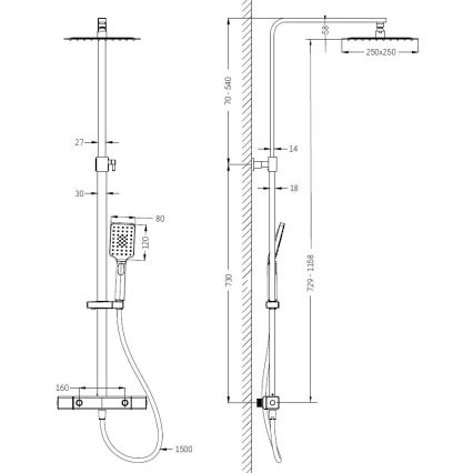 Dušikomplekt termostaadiga segisti NAESBY, läikiv messing