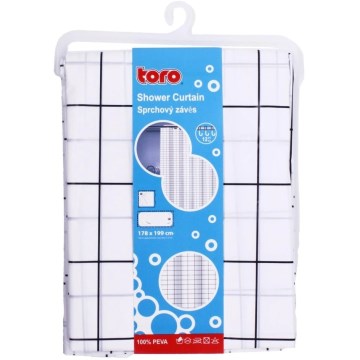 Dušš kardin TORO EASY 178x199 cm valge/must