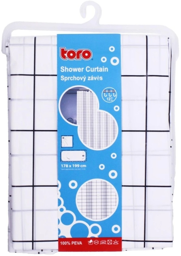 Dušš kardin TORO EASY 178x199 cm valge/must