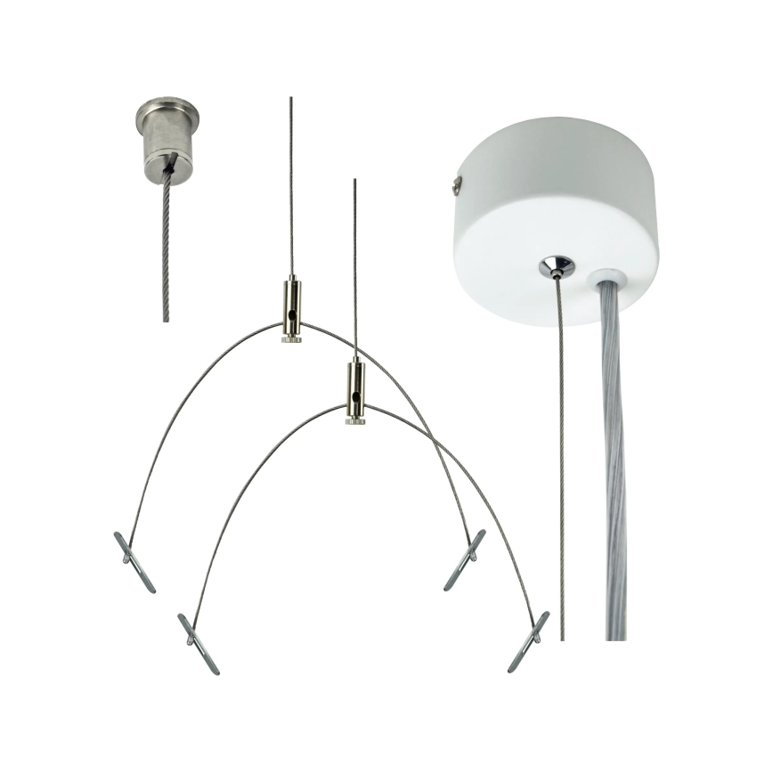 e2 elektro - 150 cm riputuskaablite komplekt, läikiv kroom