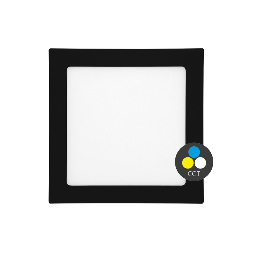 LED Süvistatav valgusti vannituppa RAFA LED/12W/230V 3000/4000/6000K 17x17 cm IP44 must