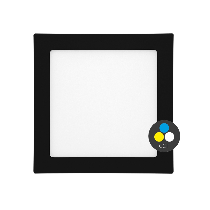 LED Süvistatav valgusti vannituppa RAFA LED/18W/230V 3000/4000/6000K 22x22 cm IP44 must