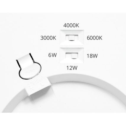 LED Hämardatav valguspaneel LEXA LED/6/12/18W/230V 3000/4000/6000K d. 22,5 cm must
