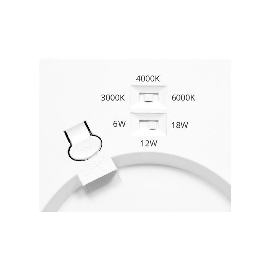 LED Hämardatav valguspaneel LEXA LED/6/12/18W/230V 3000/4000/6000K d. 22,5 cm must